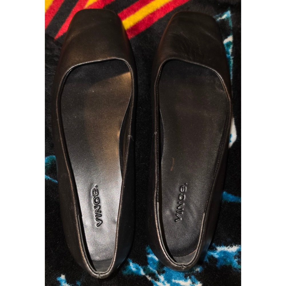 Vince 'Cesta' Black Leather Square Toe‎ Ballet Flats Shoes Womens Size 7M EUR 37